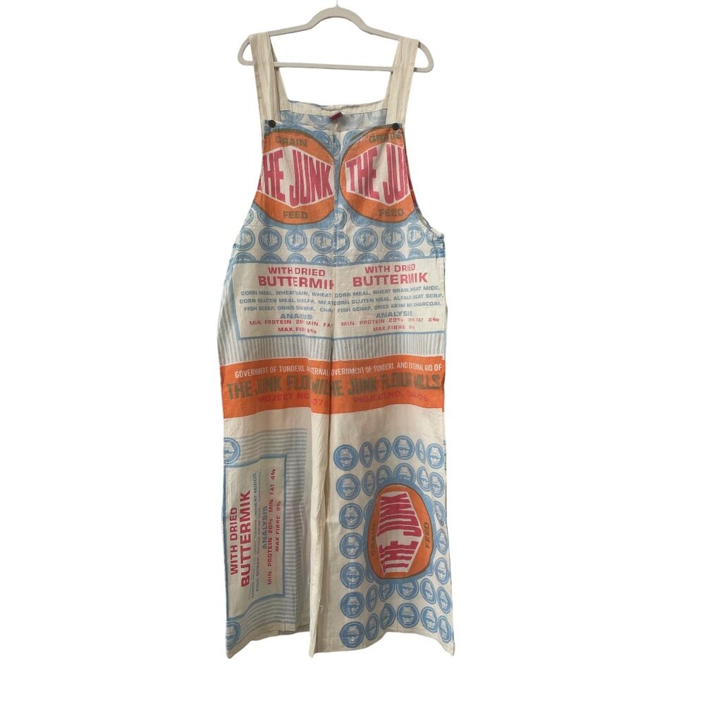 The Junk Vintage Sack Jumpsuit Flour Mills Retro Print Cotton Handmade Buttermil
